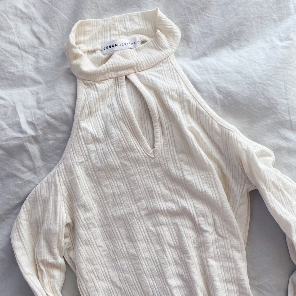 Turtleneck Cold Shoulder Top